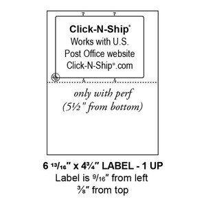 6.8125" x 4.75" Integrated USPS Click N Ship Label Form Sheets, 1 Up (1,500 Sheets) - LASI-USPS-Click-N-Ship