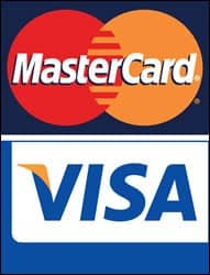 2 CREDIT CARD DECALS STICKERS Visa MasterCard Discover Amex 3 3/4" X 2 3/4" 