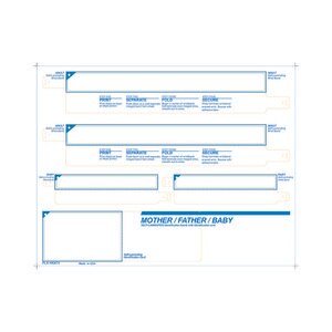 Parent / Baby Medical ID Wristband Laser Sheets with 20 Chart Labels, Clear Lamination (500 Sheets) - L-WB-PLS-105ATX