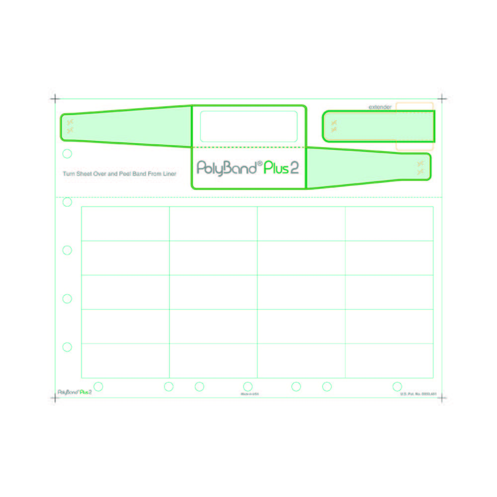 Adult PolyBand Plus 2 Medical ID Wristband Laser Sheets with 20 Chart Labels (1000 Sheets)