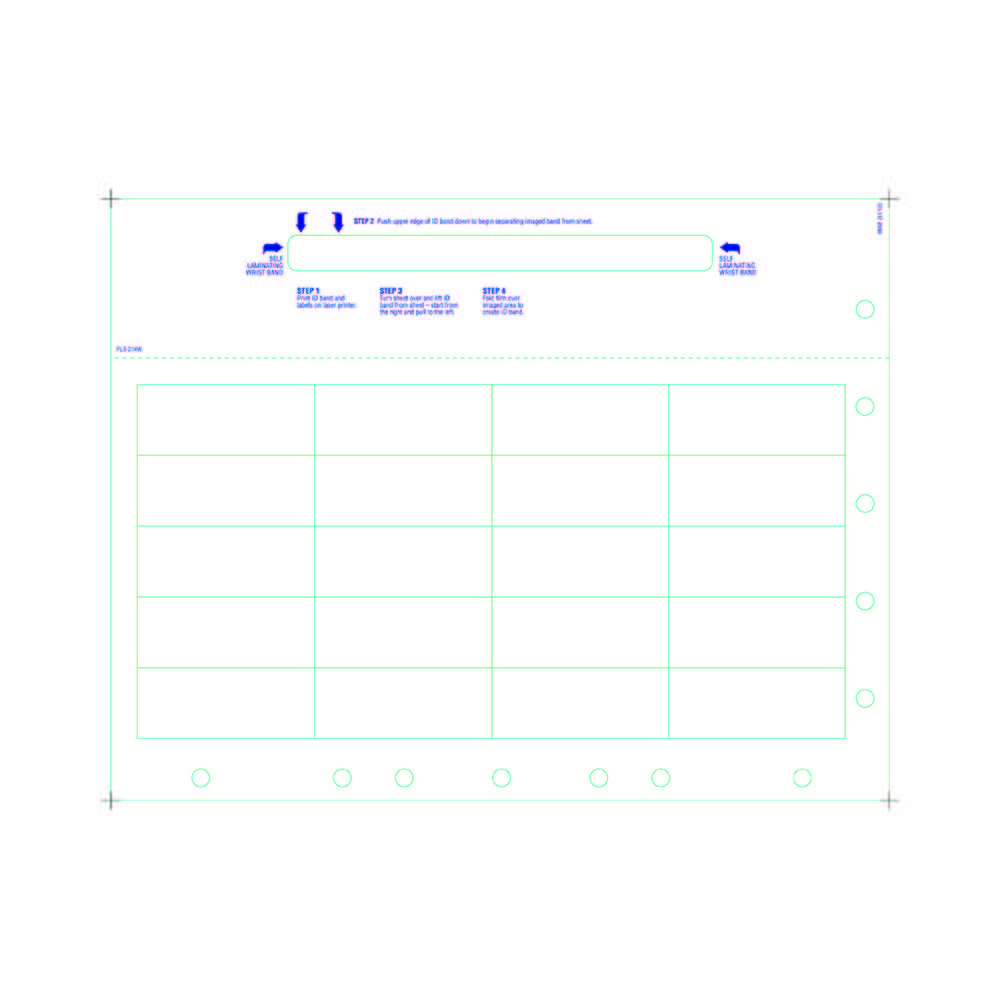 Pediatric Medical ID Wristband Laser Sheets with 20 Chart Labels, Matte Lamination (1000 Sheets)