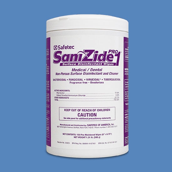 SaniZide Pro 1 EPA-Registered Surface Disinfectant Wipes, 150 Wipes/Canister (12 Canisters)