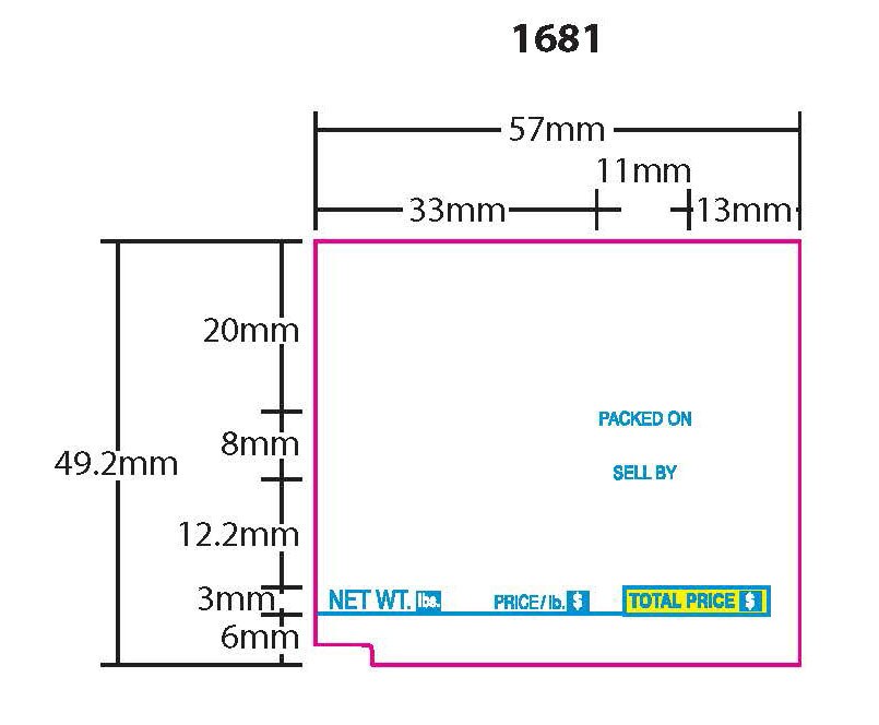 TEC SL-9000 UPC 49.2mm Blue / Yellow Scale Labels (16 Rolls)
