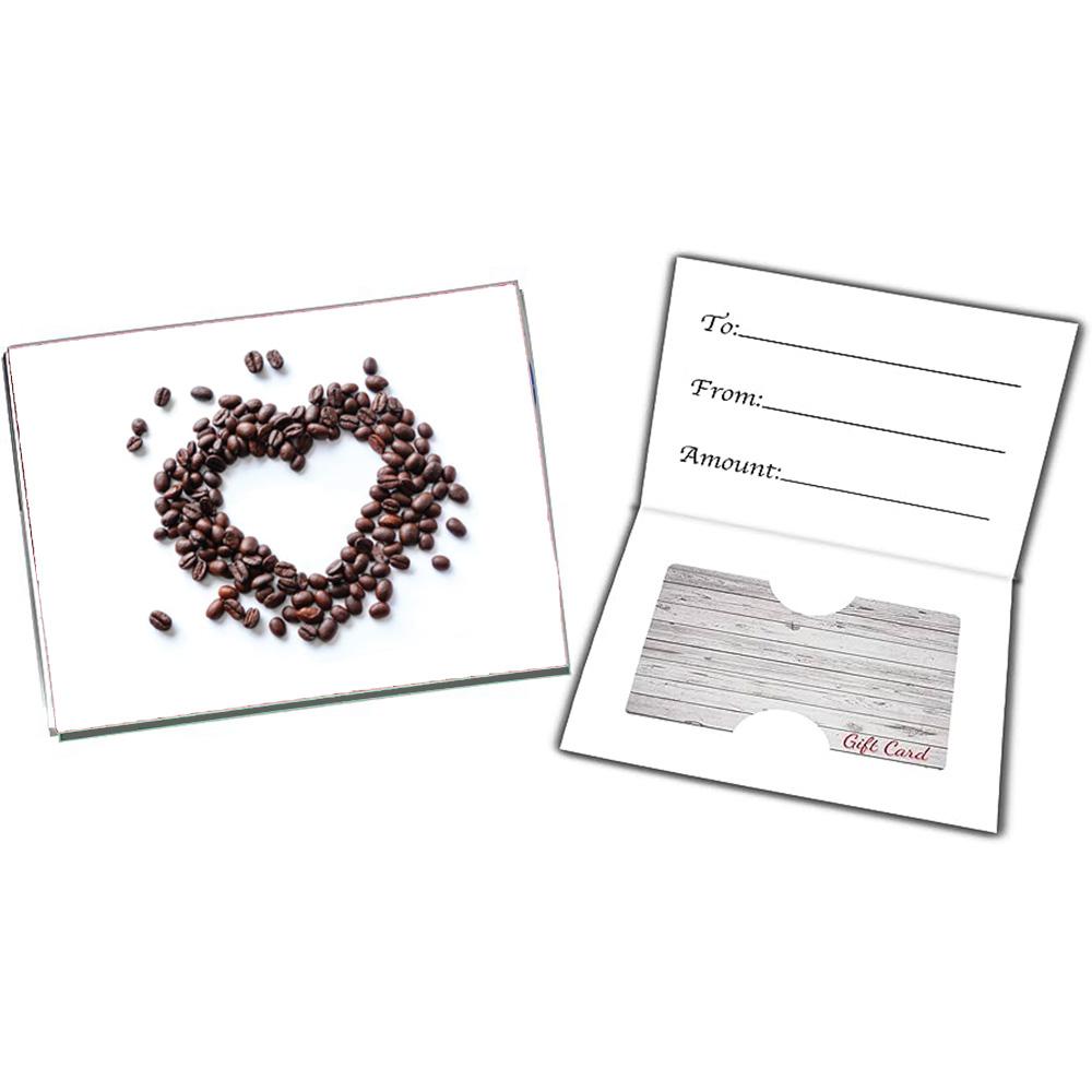White Gift Card Presenters, Coffee Bean Heart