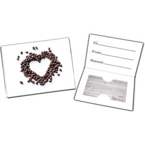 White Gift Card Presenters, Coffee Bean Heart - PC-PRS-WhiteCoffee