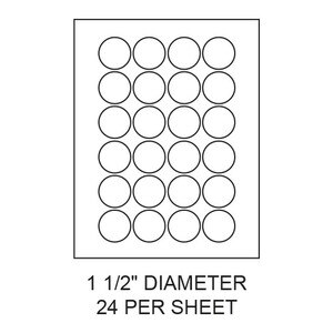 1.5" White Matte Circular Laser/Inkjet Label Sheets (24,000 Labels) - LAS-15-C-24