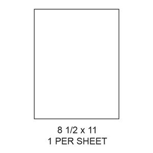 8.5" x 11" White Matte Laser/Inkjet Label Full Sheets (1,000 Labels) - LAS-85-11-1