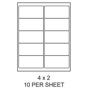 4" x 2" White Matte Laser/Inkjet Label Sheets (10,000 Labels) - LAS-4-2-10-RC