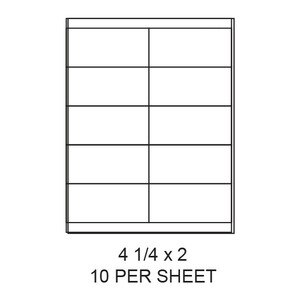 4.25" x 2" White Matte Laser/Inkjet Label Sheets (10,000 Labels) - LAS-425-2-10