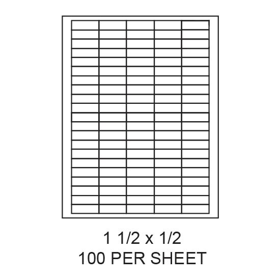 1.5" x 0.5" White Matte Laser/Inkjet Label Sheets (100,000 Labels)