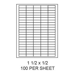 1.5" x 0.5" White Matte Laser/Inkjet Label Sheets (100,000 Labels) - LAS-15-05-100