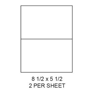 8.5" x 5.5" White Matte Laser/Inkjet Label Sheets (2,000 Labels) - LAS-85-55-2