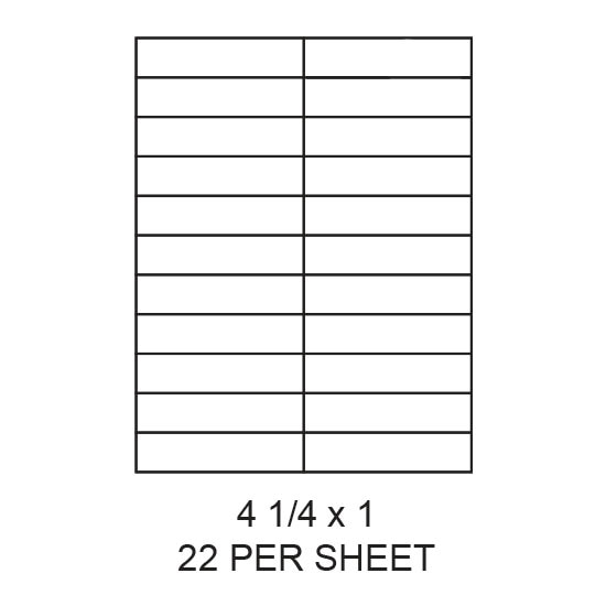 4.25" x 1" White Matte Laser/Inkjet Label Sheets (22,000 Labels)