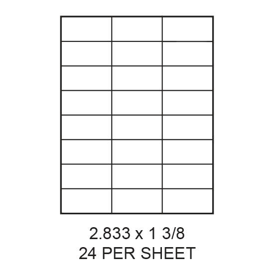 2.833" x 1.375" White Matte Laser/Inkjet Label Sheets (24,000 Labels)