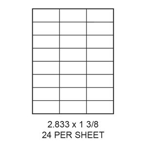 2.833" x 1.375" White Matte Laser/Inkjet Label Sheets (24,000 Labels) - LAS-2833-1375-24