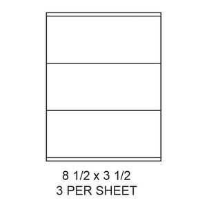 8.5" x 3.5" White Matte Laser/Inkjet Label Sheets (3,000 Labels) - LAS-85-35-3