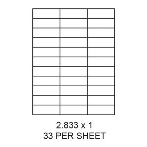 2.833" x 1" White Matte Laser/Inkjet Label Sheets (33,000 Labels) - LAS-2833-1-33