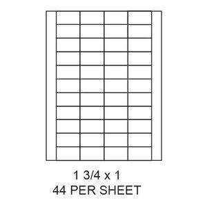 1.75" x 1" White Matte Laser/Inkjet Label Sheets (44,000 Labels) - LAS-175-1-44