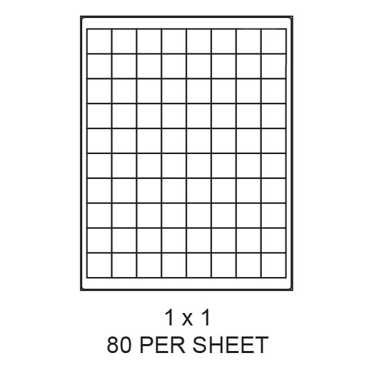 1" x 1" White Matte Laser/Inkjet Label Sheets (80,000 Labels)