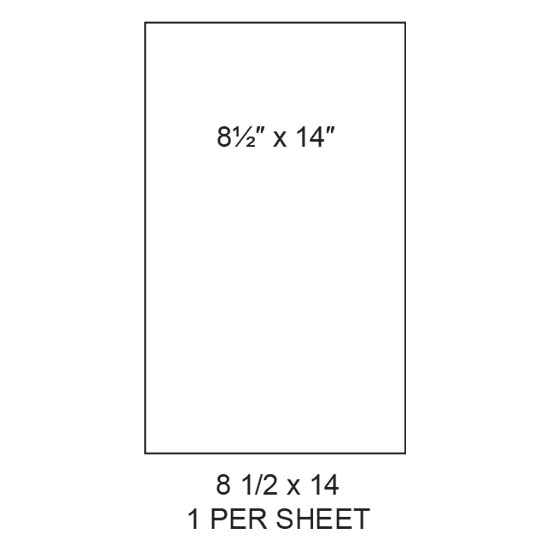 8.5" x 14" White Matte Laser Label Full Legal Sheets (1,000 Labels)