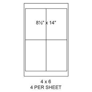 4" x 6" White Matte Laser Label Legal Sheets (4,000 Labels) - LAS-4-6-4