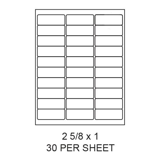 2.265" x 1" White Matte Removable Adhesive Laser Label Sheets for Inkjet & Laser Printers, 30