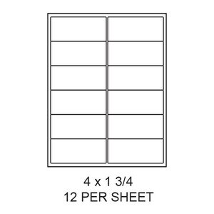 4" x 1.75" White Matte Round Corner Laser/Inkjet Label Sheets (12,000 Labels) - LAS-4-175-12-RC
