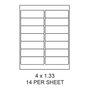 4" x 1.33" White Matte Round Corner Laser/Inkjet Label Sheets (14,000 Labels) - LAS-4-133-14-RC