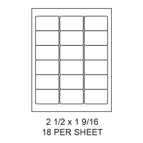 2.5" x 1.563" White Matte Round Corner Laser/Inkjet Label Sheets (18,000 Labels)