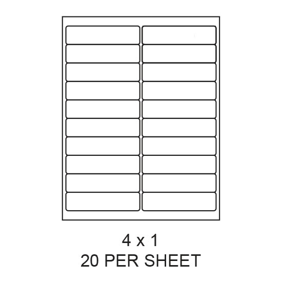 4" x 1" White Matte Round Corner Laser/Inkjet Label Sheets (20,000 Labels)