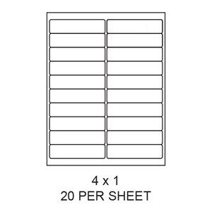 4" x 1" White Matte Round Corner Laser/Inkjet Label Sheets (20,000 Labels) - LAS-4-1-20-RC