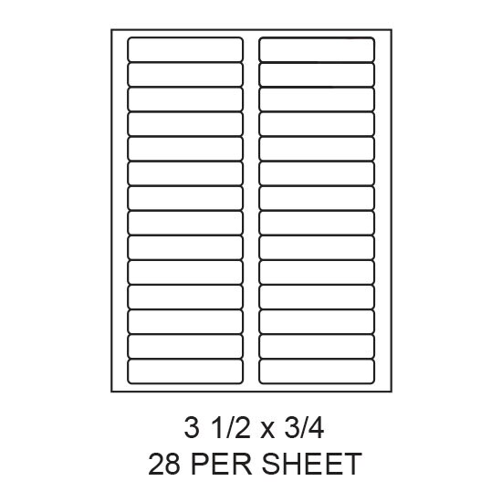 3.5" x 0.75" White Matte Round Corner Laser/Inkjet Label Sheets (28,000 Labels)