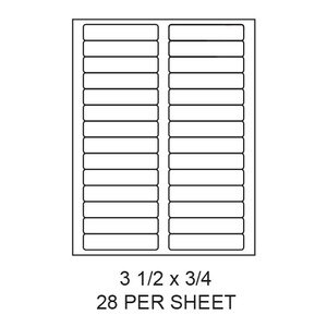 3.5" x 0.75" White Matte Round Corner Laser/Inkjet Label Sheets (28,000 Labels) - LAS-35-075-28-RC