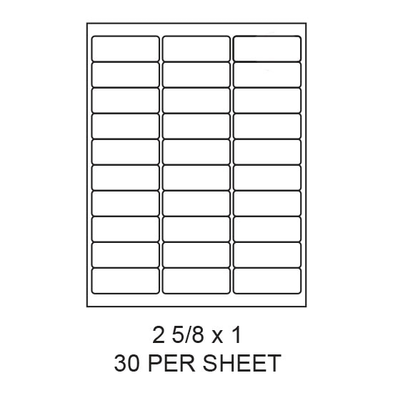 2.625" x 1" White Matte Round Corner Laser/Inkjet Label Sheets (30,000 Labels)