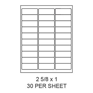2.625" x 1" White Matte Round Corner Laser/Inkjet Label Sheets (30,000 Labels) - LAS-2625-1-30-RC