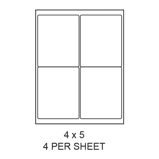 4" x 5" White Matte Round Corner Laser/Inkjet Label Sheets (4,000 Labels)