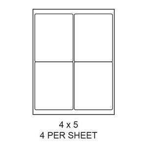 4" x 5" White Matte Round Corner Laser/Inkjet Label Sheets (4,000 Labels) - LAS-4-5-4-RC