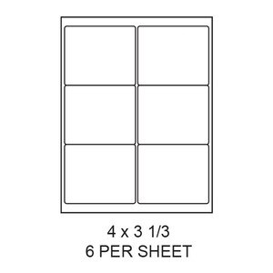 4" x 3.33" White Matte Round Corner Laser/Inkjet Label Sheets (6,000 Labels) - LAS-4-333-6-RC