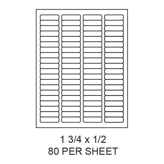 1.75" x 0.5" White Matte Round Corner Laser/Inkjet Label Sheets (80,000 Labels)