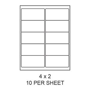 4" x 2" White Polyester Laser Label Sheets (10,000 Labels) - LAS-4-2-10-WH