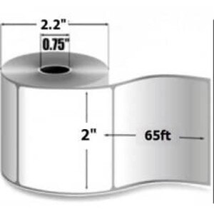 Zebra 2" x 65' 8000D Lab Direct Thermal Linerless Labels, LD-R2LS5W (36 Rolls) - ZEB-LD-R2LS5W