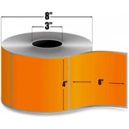 Zebra 4" x 6" Z-Perform 2000T Orange Thermal Transfer Labels, 10006208-4 (4 Rolls)