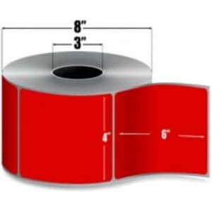 Zebra 4" x 6" Z-Perform 2000T Red Thermal Transfer Labels, 10006208-5 (4 Rolls) - ZEB-10006208-5