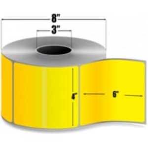 Zebra 4" x 6" Z-Perform 2000T Yellow Thermal Transfer Labels, 10006208-1 (4 Rolls) - ZEB-10006208-1