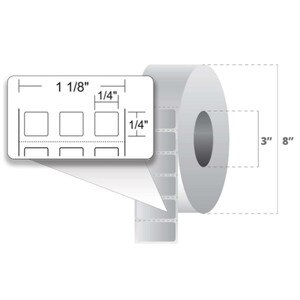 Zebra 0.25" x 0.25" Z-Ultimate 2000T 3-Across Thermal Transfer Labels, 10011966 (4 Rolls) - ZEB-10011966